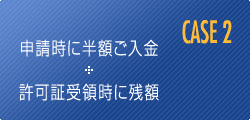 申請時に半額受領後、許可証受領時に残額を清算する場合